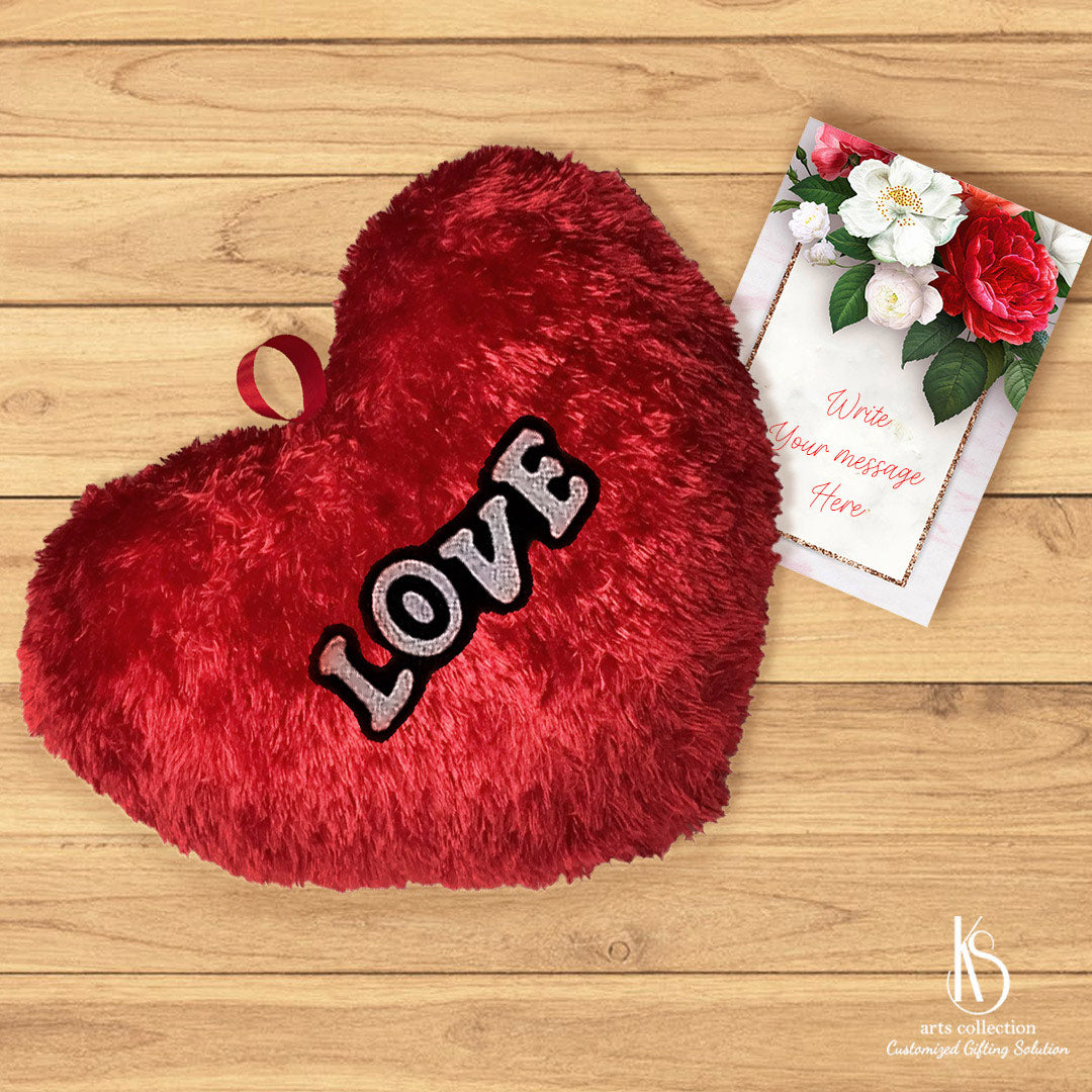 Create a lasting memory with our KS Heart Shaped Cushion, a delightful personalized and customized gift from our online gift shop. Show your love in a unique way!