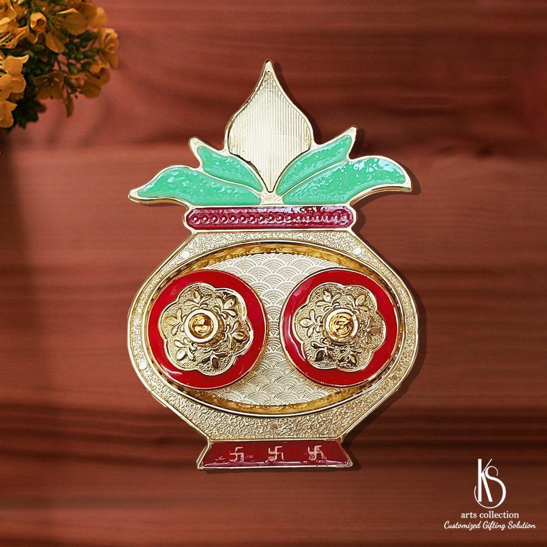 Elevate your prayer rituals with our custom KS Kalash Design Puja Tray. Add a special touch by personalizing it for your loved ones. Available at our online gift shop.