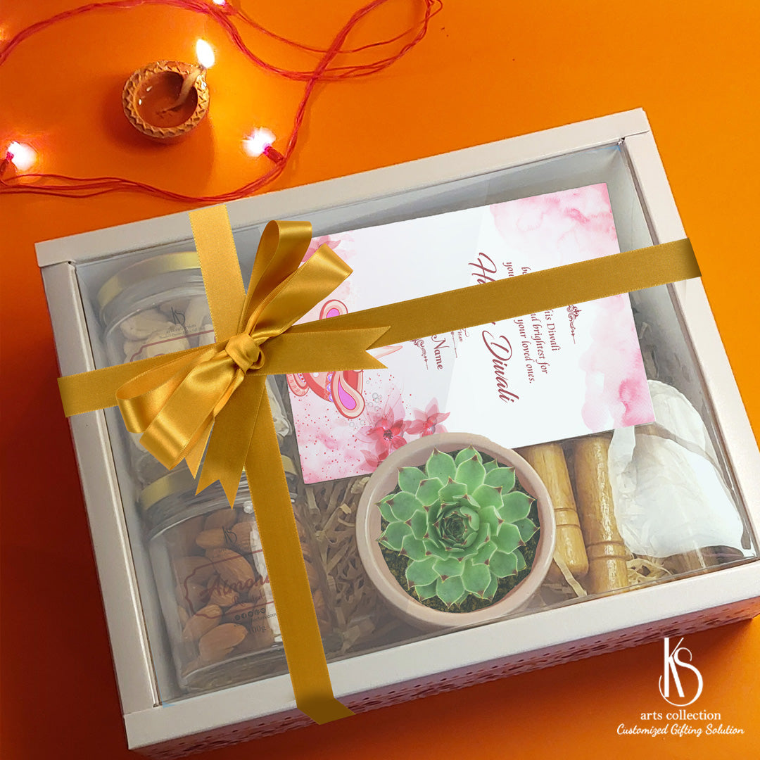 Celebrate Diwali in style with our KS Laxmi kamal Succulent Unique Diwali Hampers! Discover the best selection of customisable gifts at our online shop.
