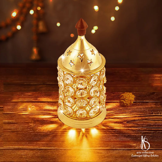 Illuminate someone's life with our KS Brass Diya with Crystal Cover. It's not just a gift, it's a symbol of love and warmth. Personalize it today at our online gift shop.