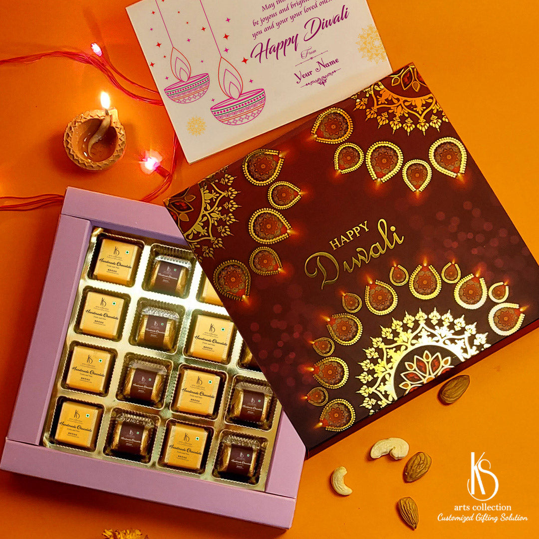 Celebrate Diwali with our delightful KS Cashew and Almond Chocolate Gift Box. Find the perfect personalized gift at our online shop. Perfect for sharing and indulging!