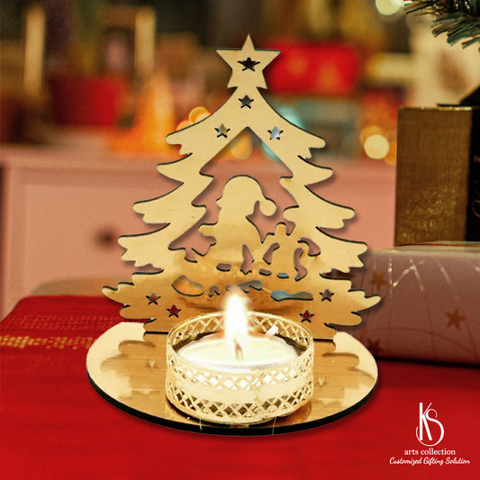 Spread the festive cheer with our KS Christmas Tree candle holder, available at our online gift shop. Give a personalised touch to your loved ones with this customised gift!