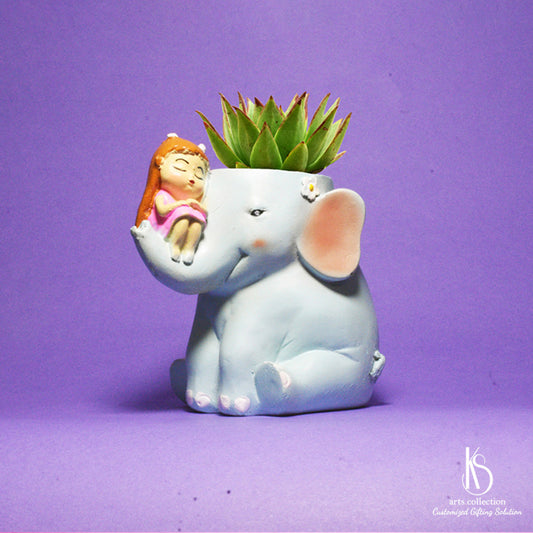 Meet our KS Girl on Elephant Resin Pot A perfect planer for your indoor plants, ideal as a personalised gift. Visit our online gift shop now.