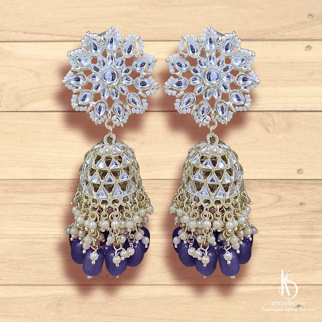 Treat yourself or a loved one to these beautiful KS Diamond Jhumkas, available at our online gift shop. The ideal personalized gift option.