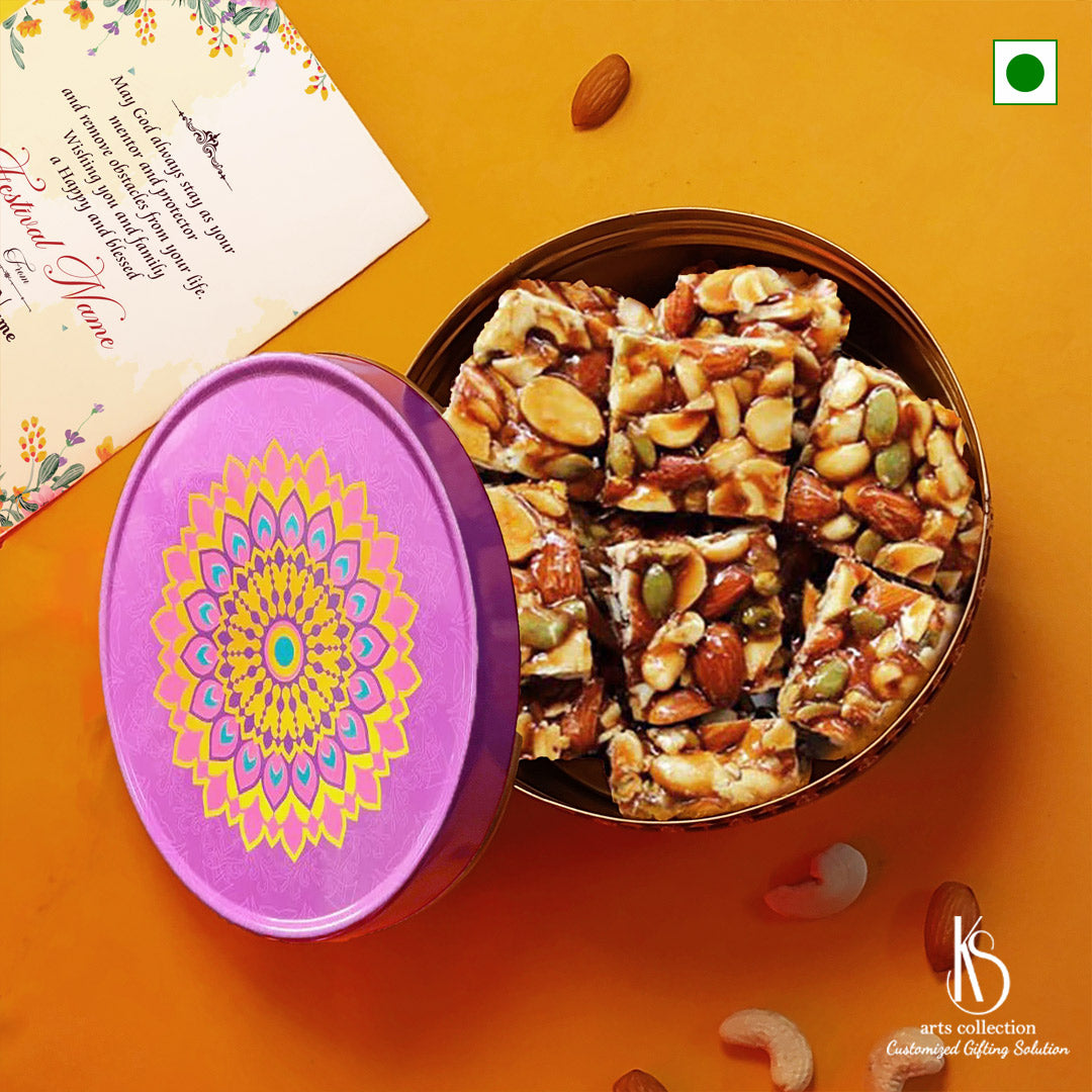 Looking for a perfect present? Our KS Dry Fruit Chikki Gift Box is an ideal choice for personalized and customized gifting. Shop now at our online gift shop!