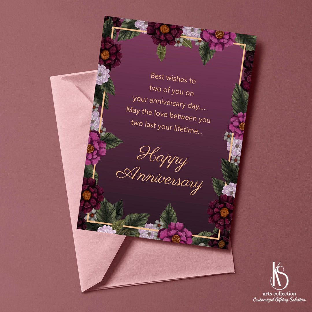 Looking for a unique gift? Our customized purple floral greeting card is the perfect choice. Add a personal touch to any occasion and make memories that last forever.