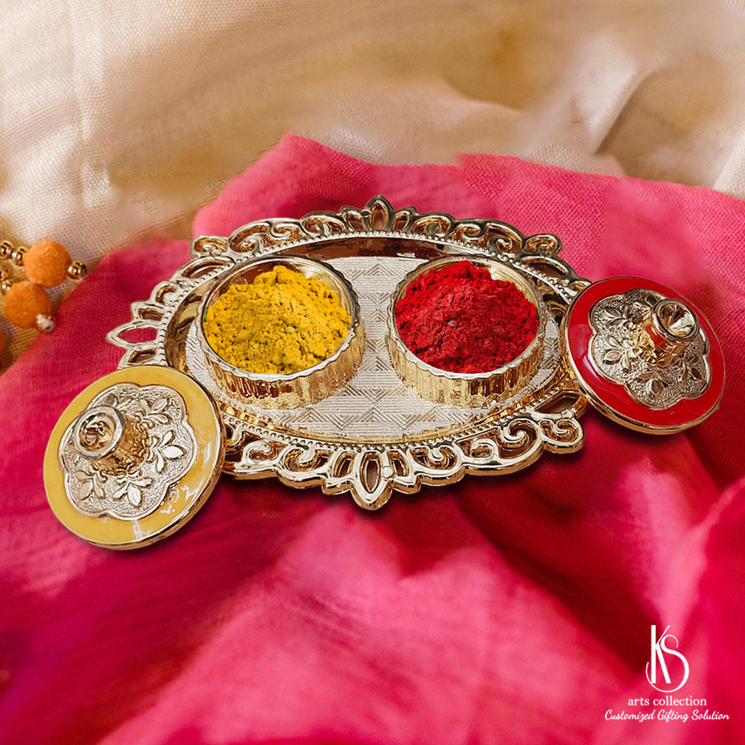 Make a statement with a Customized Gift like our KS Haldi Kumkum Plate. Ideal for special occasions, available at our online gift shop.