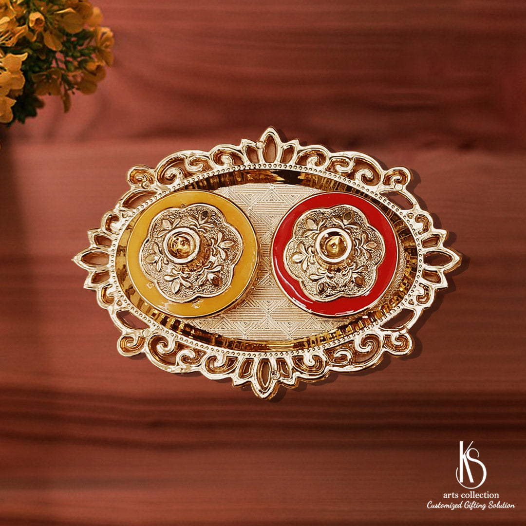 Looking for a unique Personalised Gift? Our KS Haldi Kumkum Plate is the perfect choice! Shop now at our online gift shop for a special touch.