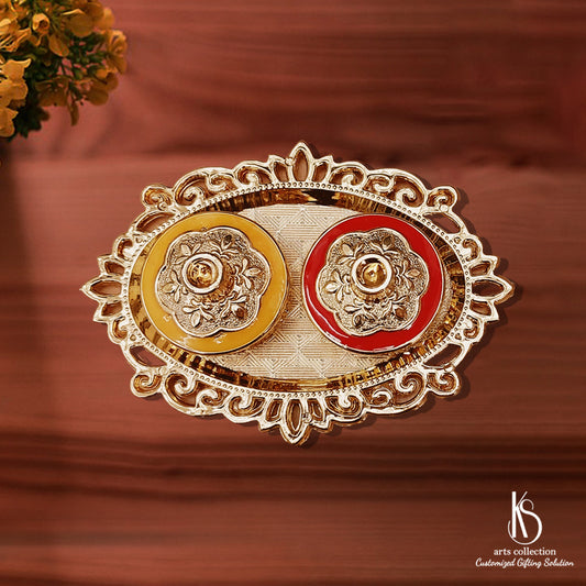 Looking for a unique Personalised Gift? Our KS Haldi Kumkum Plate is the perfect choice! Shop now at our online gift shop for a special touch.