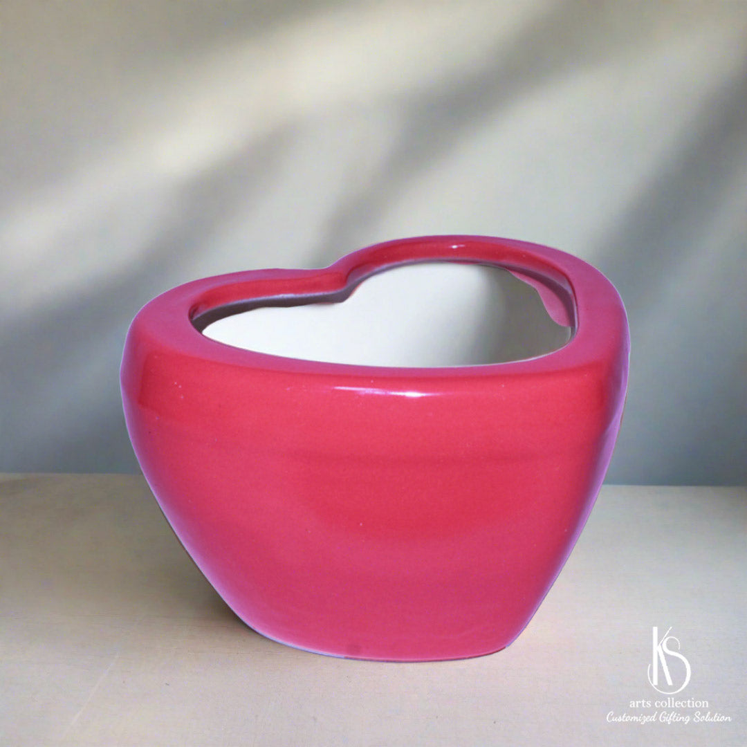 Looking for a unique and customized gift? Our KS heart shaped red pot planter is the perfect choice! Shop now at our online gift shop for a special present.