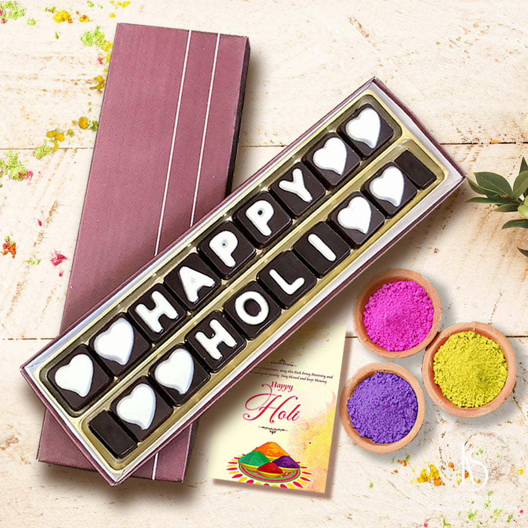 Treat your loved ones to our KS Holi Chocolate Gift Pack, exclusively available at our online gift shop. Make it a customised gift they'll never forget!