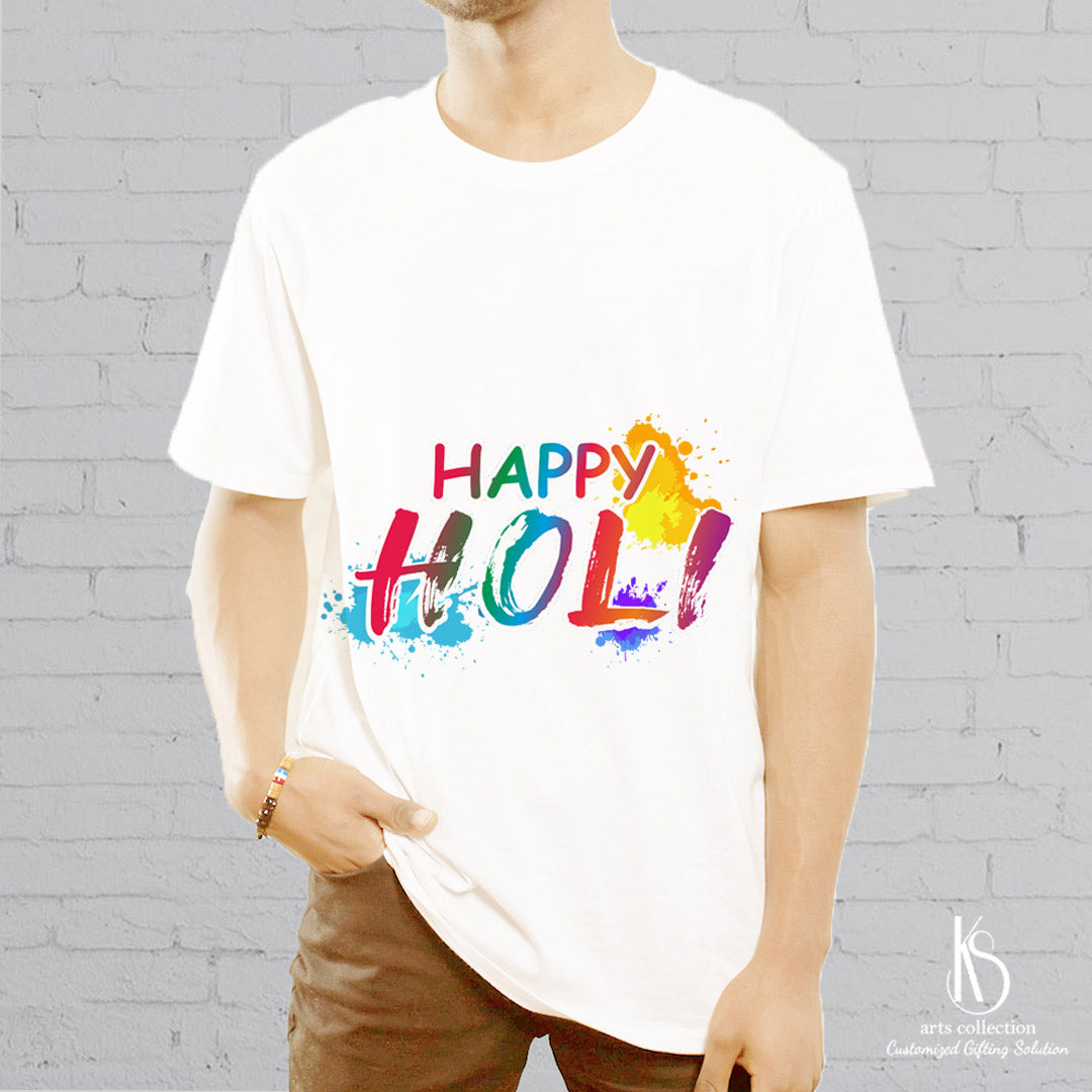 Spread joy this Holi with a unique Personalised Gift - a colorful Holi T shirt from our online gift shop. Make someone's day with a customized present they'll love!