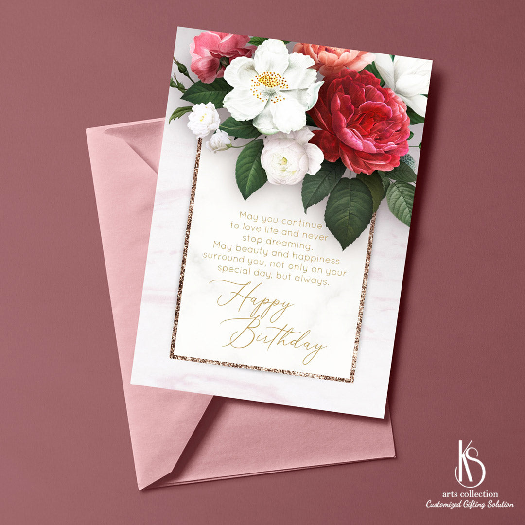 Looking for the perfect way to express your feelings? Our KS Lovely Floral Greeting Card is just what you need. Shop now for customized gifts!