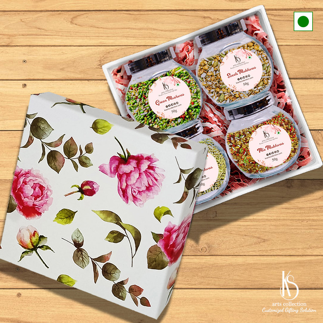 Surprise your loved ones with a customized and tasty treat! Our KS Mukhwas Gift Pack of 4 is a thoughtful and delicious personalized gift option. Shop now at our online gift shop.