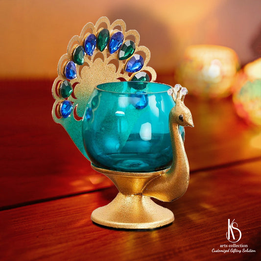 Add a touch of elegance to your home with our KS Peacock Diya. A thoughtful personalized gift available on our online gift shop. Order yours today!