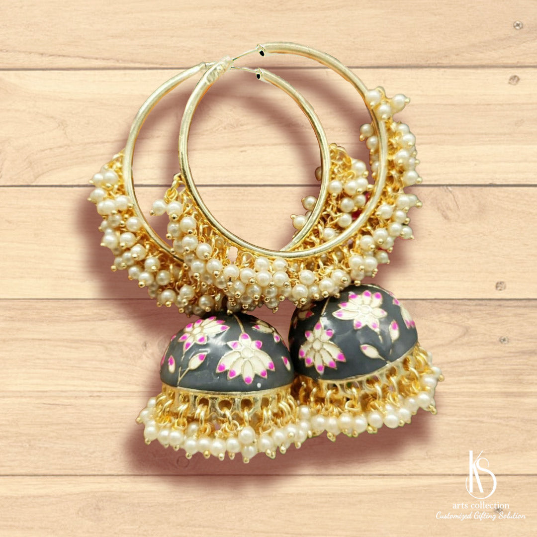 Add a touch of elegance to your look with our exquisite KS Pearl Jhumkas. Shop now at our online gift shop and create a one-of-a-kind gift for a friend or family member.