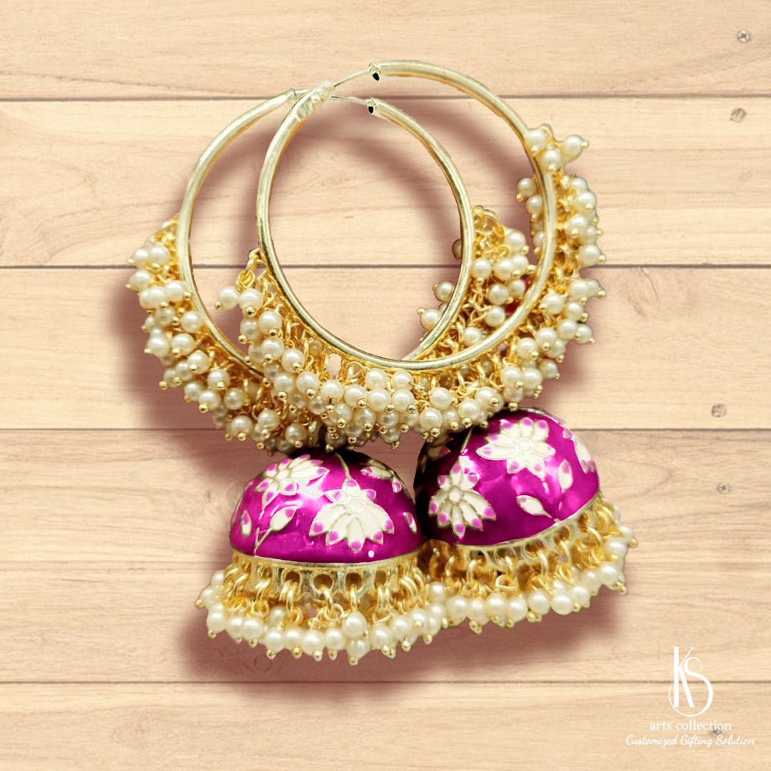 Add a touch of elegance to any outfit with these stunning KS Pearl Jhumkas. Make them a customised gift for someone special. Buy now from our online gift shop.