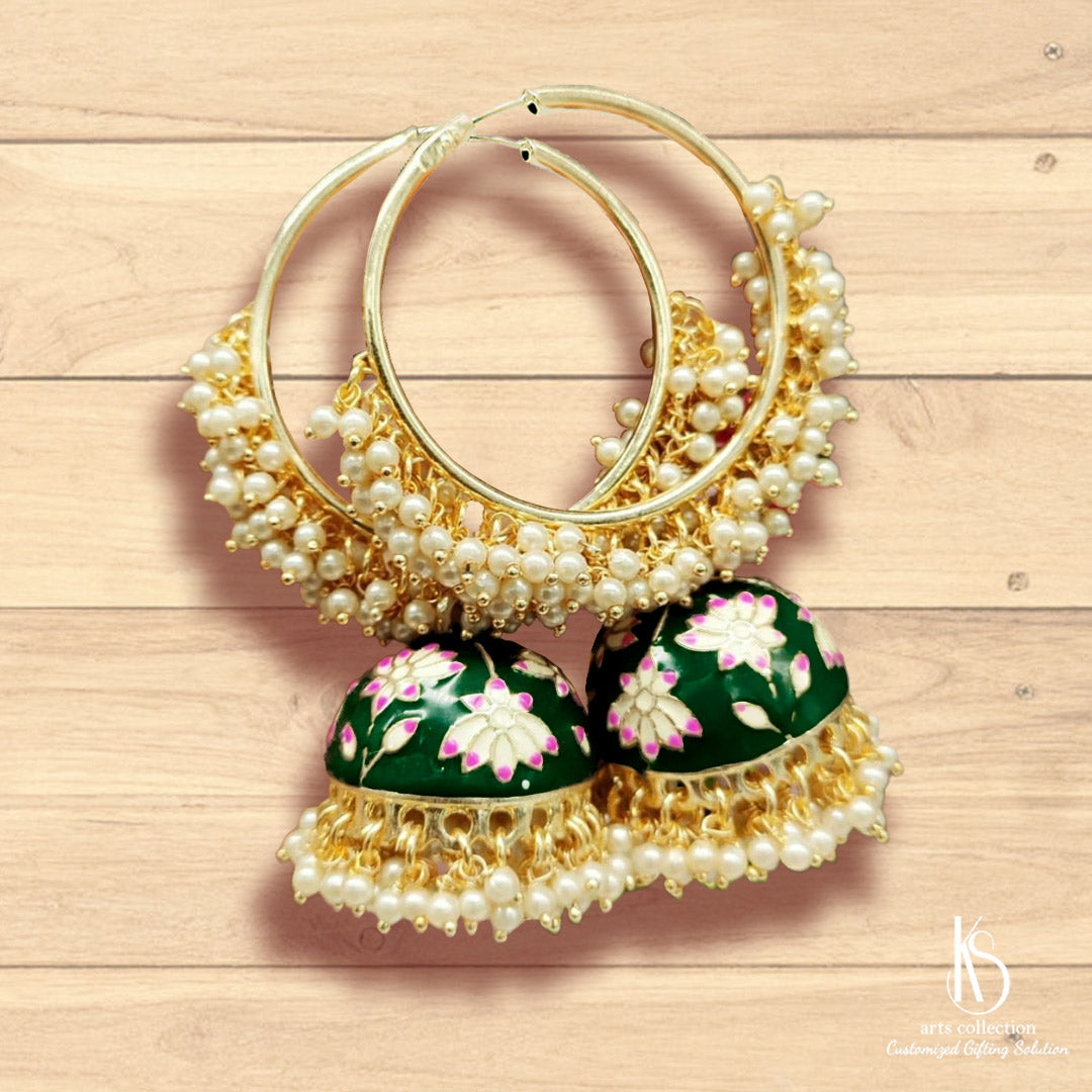 Looking for a unique gift? Check out our KS Pearl Jhumkas at the online gift shop. Perfect as a Personalised Gift or Customized Gift for someone special!