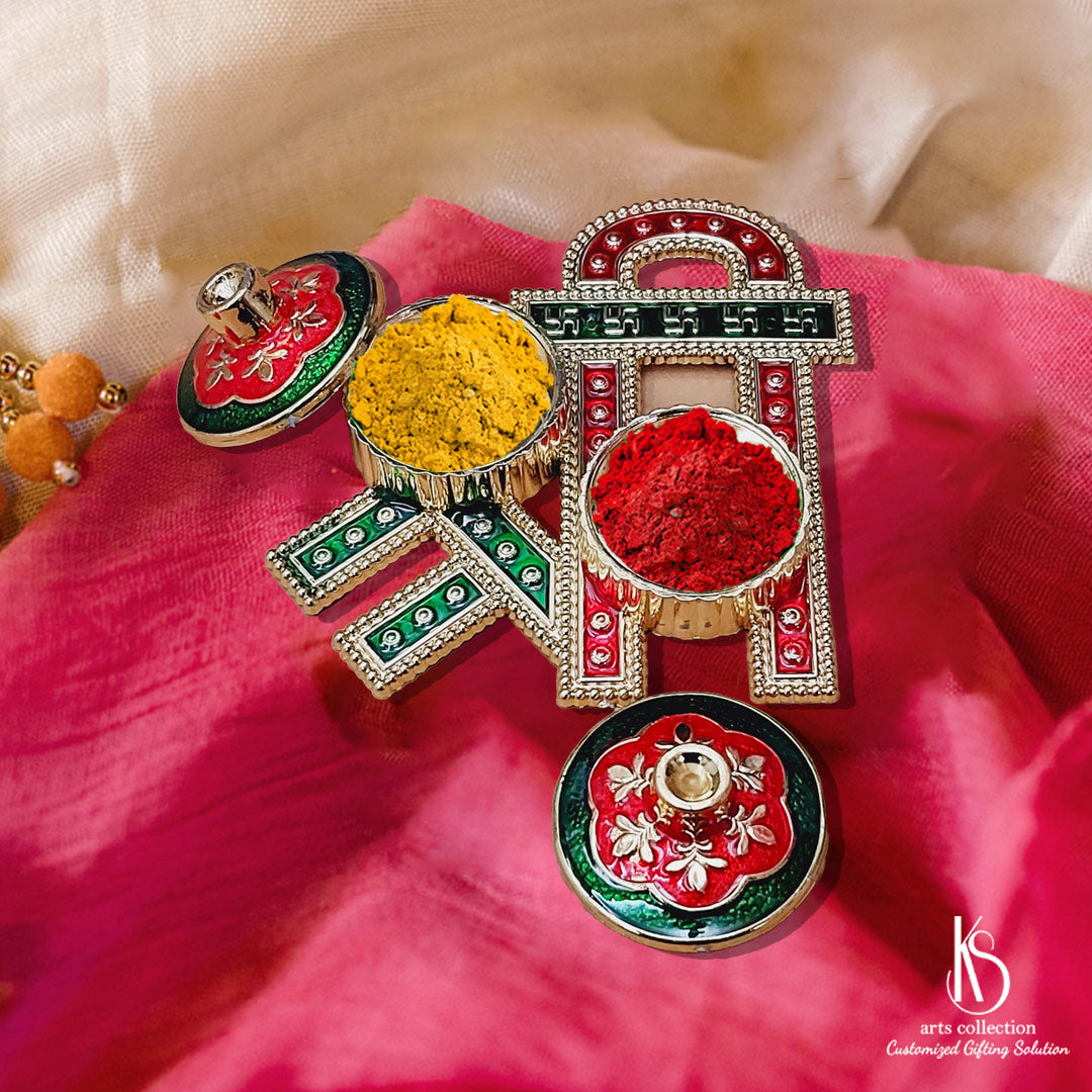 Make every occasion special with our Customized KS Shri Design Kumkum Plate, available at our online gift shop. The perfect Personalised Gift for you.